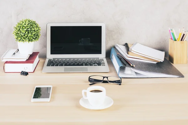 Creative hipster desk front — Stock Photo, Image