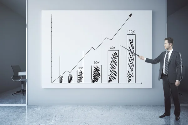 Geschäftsmann liefert Finanzpräsentation — Stockfoto