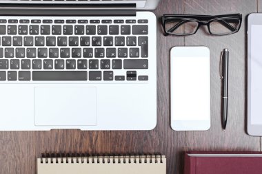 Wooden office table topview