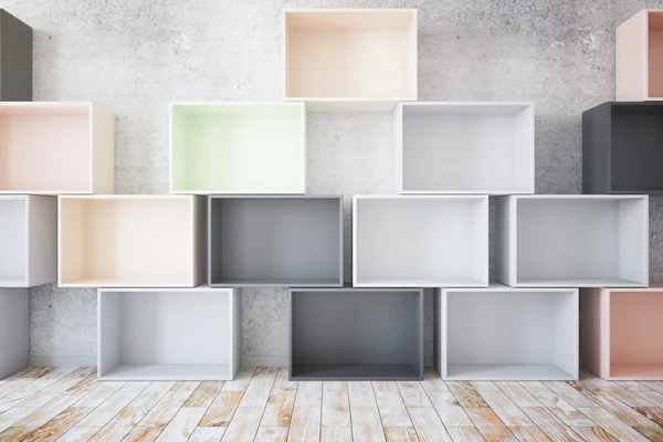 Stacks of empty colorful boxes — Stock Photo, Image