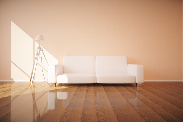 Диван и лампа в интерьере
