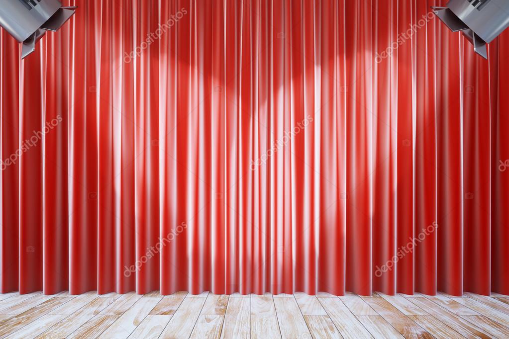 Tende rosse con due faretti - Foto Stock: Foto, Immagini © peshkova  120882308