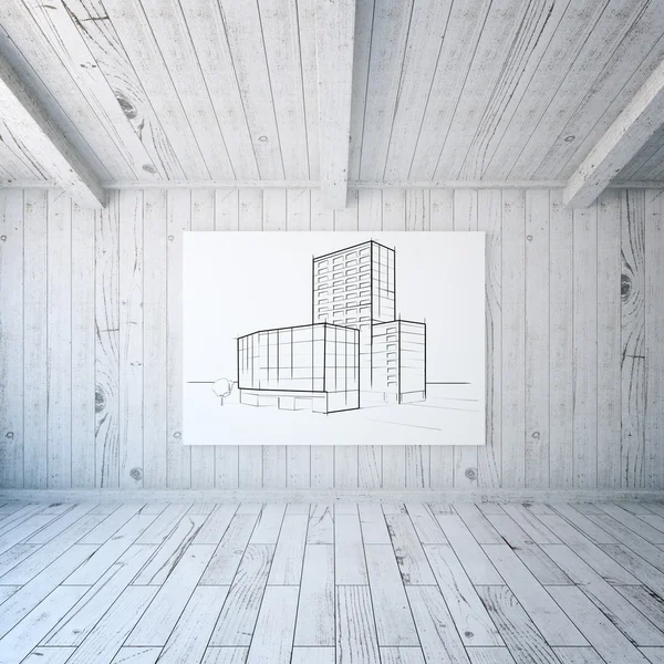 Construction sketch in room — Stock Photo, Image