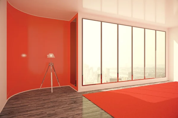 Červený interiér s lampou — Stock fotografie