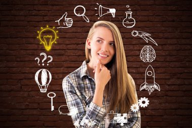 Düşünceli kız iş kroki