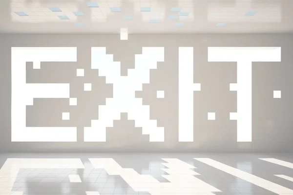 Pixeled afsluit tekst op de muur — Stockfoto
