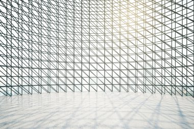 Koyu pencere ızgaralı iç mekan