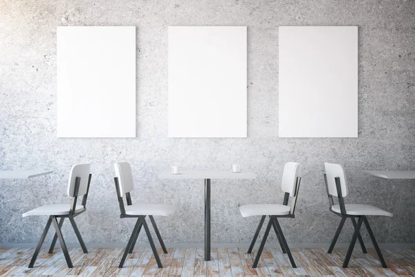 Cafe interior with blank posters — Stock Photo, Image