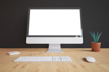 Çalışma alanı boş beyaz bilgisayar ile