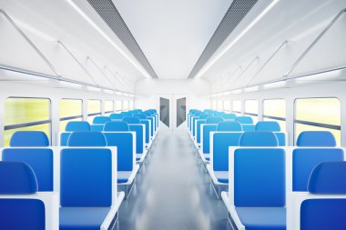 Tren iç mavi sandalye ile