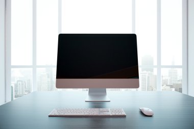 Workplace with blank pc