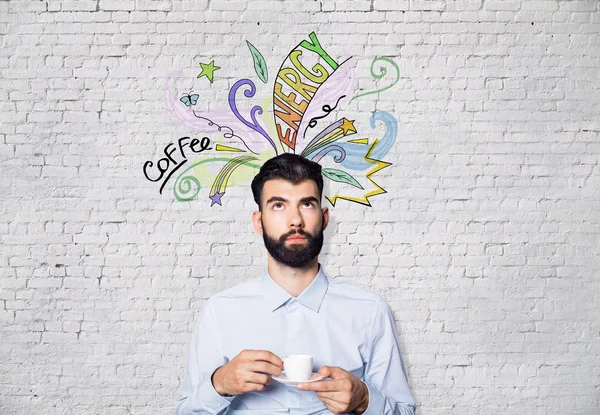 Hombre con boceto de café —  Fotos de Stock