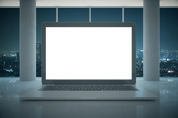 Huge laptop with white monitor — Stock Photo, Image