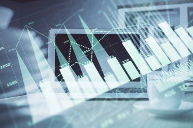 Borsa grafiği ve bilgisayar geçmişi olan tablolar. Çifte maruziyet. Mali analiz kavramı.