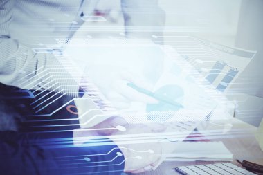 Teknolojiyle insan eli yazmak Ai simgeleri.