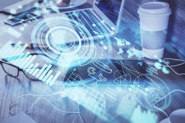 Finansal tema çizimi ve cep telefonu geçmişine çifte maruz kalma. İş kavramı