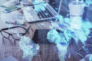 Finansal tema çizimi ve cep telefonu geçmişine çifte maruz kalma. İş kavramı