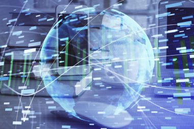 Finansal tema çizimi ve cep telefonu geçmişine çifte maruz kalma. İş kavramı