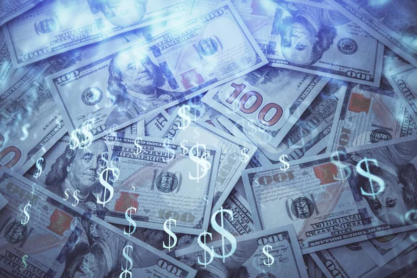 Dubbel exponering av forex diagram rita över oss dollar Bill bakgrund. Begreppet finansiella marknader. — Stockfoto