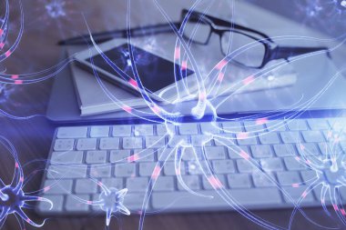 Nöron çizimine ve cep telefonu geçmişine çifte maruz kalma. Tıp eğitimi kavramı