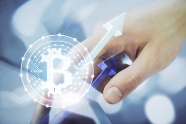 Erkeklerin el ele tutuşmalarının ve telefon ve kripto para birimi engelleme teması çiziminin iki kez görüntülenmesi.