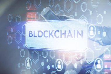 Erkeklerin el ele tutuşmalarının ve telefon ve kripto para birimi engelleme teması çiziminin iki kez görüntülenmesi.