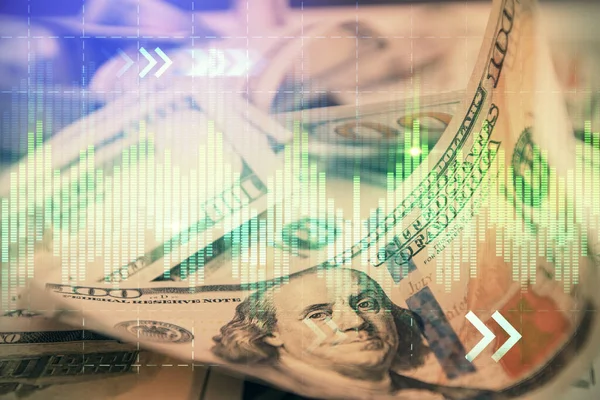 Önx Grafiğinin Arka Plandaki Dolarları Iki Katına Çıkarması Finans Piyasası — Stok fotoğraf