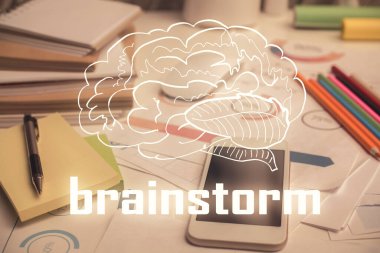 Cep telefonunun arka planında iki kat yaratıcı çizim var. Başlangıç kavramı