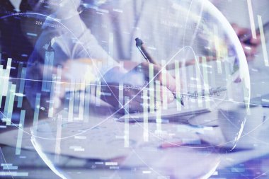 İşletme temasının arka planda not tutanların üzerine çizilmesi. Finans dünyası kavramı