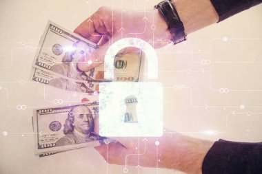 Hologram, dolar ve erkek eli çekerken iki kez kilitlendik. Güvenlik kavramı