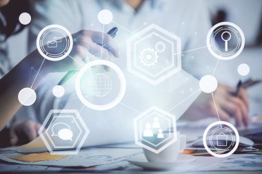 Not alan insanların üzerine sosyal ağ temasının çifte pozlandırılması. İnsan bağlantısı kavramı