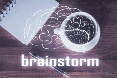 Yaratıcı çizim ve çalışma masasının üst perdesi. Başlangıcın konsepti.