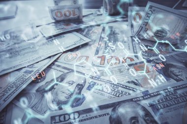 Formülün iki katına çıkarılması Amerikan dolarının arka planına yansıyor. Eğitim kavramı.