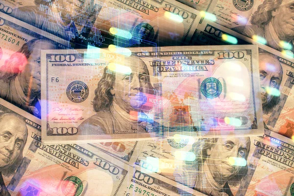 Kez Veri Temasına Maruz Kalınca Dolar Banknotları Arka Planda Kalıyor — Stok fotoğraf