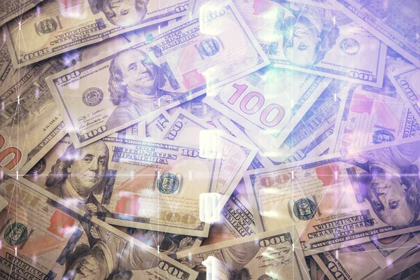 Kez Veri Temasına Maruz Kalınca Dolar Banknotları Arka Planda Kalıyor — Stok fotoğraf