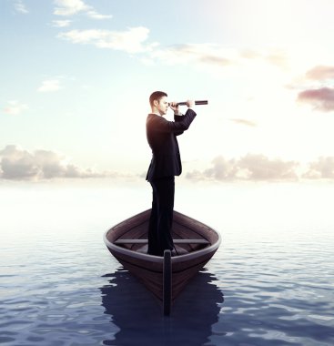 teleskop ile işadamı