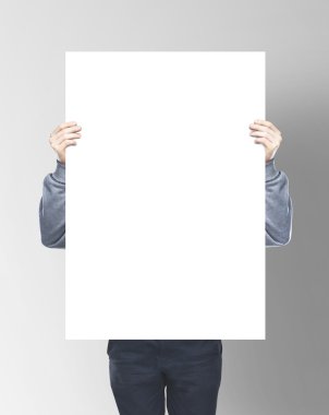 man holding paper clipart
