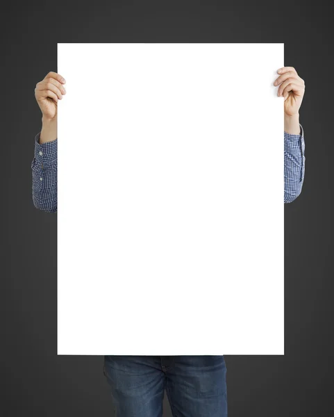 Hombre sosteniendo cartel en blanco —  Fotos de Stock