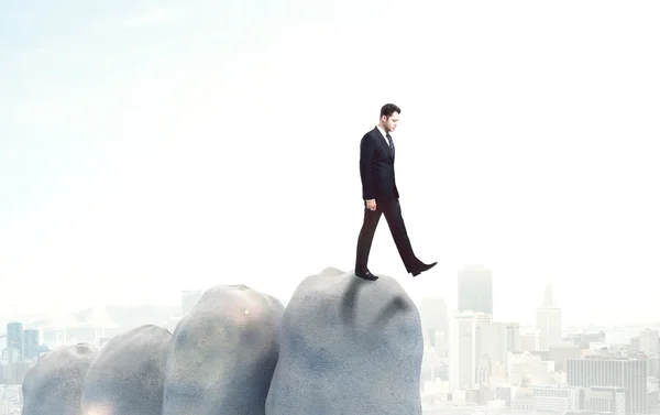 Businessman on abyss — Stock Photo, Image