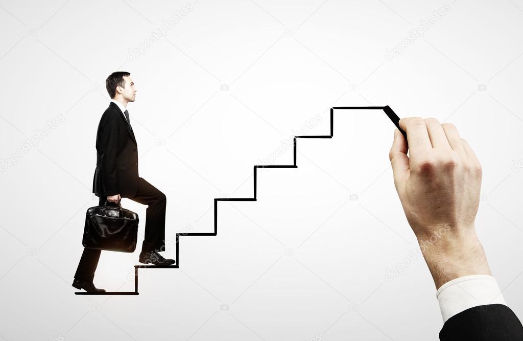 businessman walking on stairs