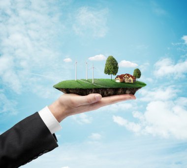 manzara tutan işadamı el