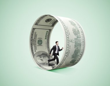 para tekerlek içinde çalışan iş adamı