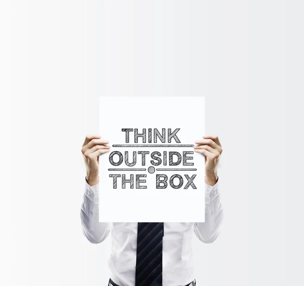 Poster with think outside the box — Stock Photo, Image