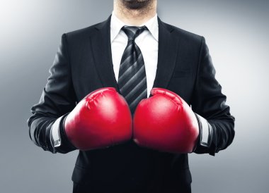businessman in boxing gloves clipart