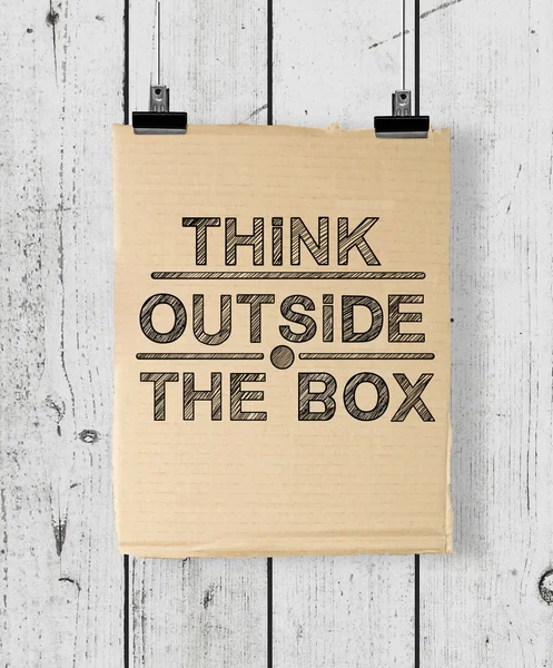 Poster with think outside the box — Stock Photo, Image