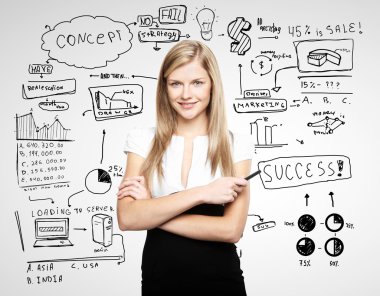 iş kadını ve çizim iş kavramı