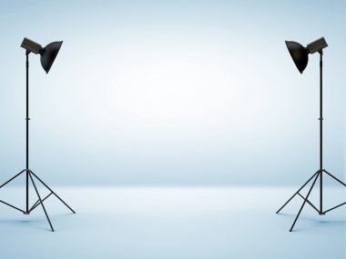 iki ışık Kurulum ile mavi studio