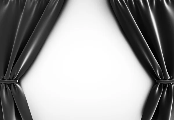 Black curtain at white background, 3d render — Stock Photo, Image