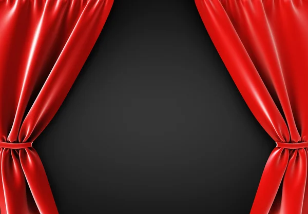 Red curtain at black background, 3d render — Stock Photo, Image