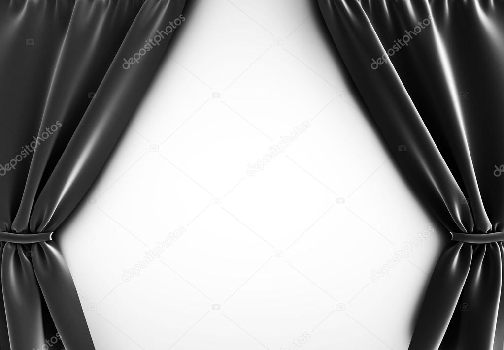 black curtain at white background, 3d render